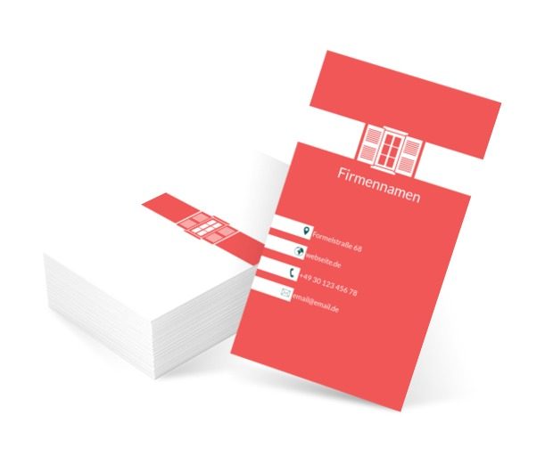 Rote und weiße Fensterläden, Bauwesen, Fenster und Türen - Visitenkarten Netprint Online Vorlagen