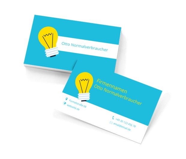 Gelbe Glühbirne, Bauwesen, Beleuchtung - Visitenkarten Netprint Online Vorlagen