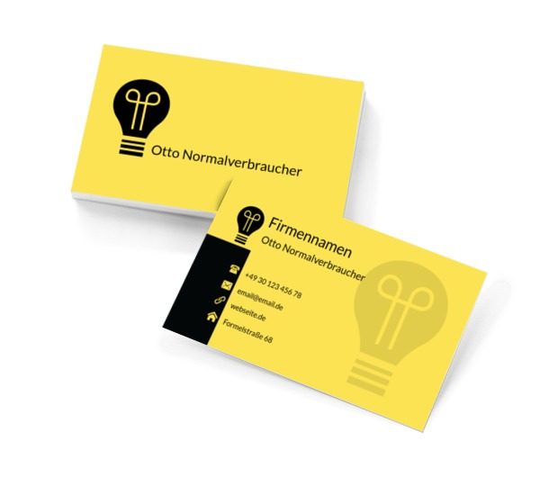 Schwarze Glühbirne, Bauwesen, Beleuchtung - Visitenkarten Netprint Online Vorlagen