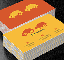 Zwei rote Spielzeugautos, Motorisierung, Fahrzeugmarkt - Visitenkarten Netprint