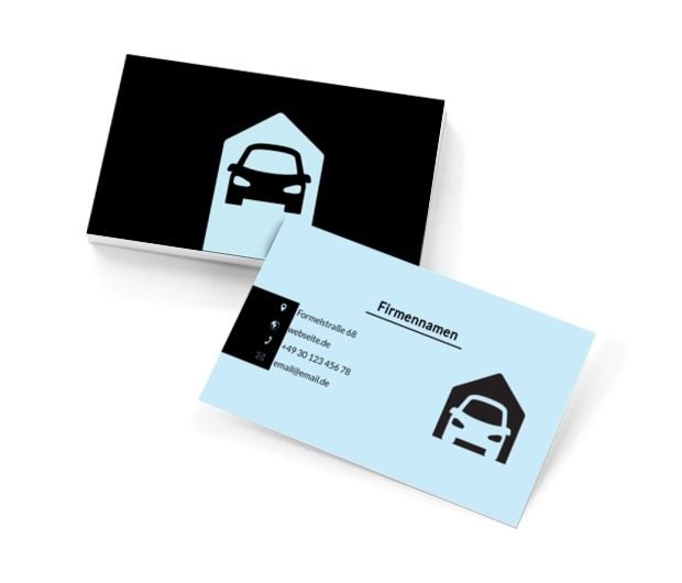 Ein Auto in der Garage, Motorisierung, Mechaniker - Visitenkarten Netprint Online Vorlagen