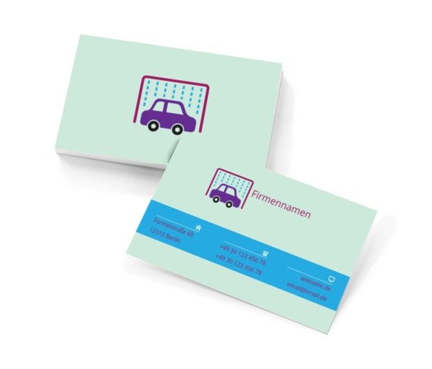 Ein lila Auto, Motorisierung, Waschanlage - Visitenkarten Netprint Online Vorlagen