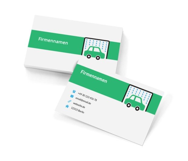 Grüne Waschanlage, Motorisierung, Waschanlage - Visitenkarten Netprint Online Vorlagen