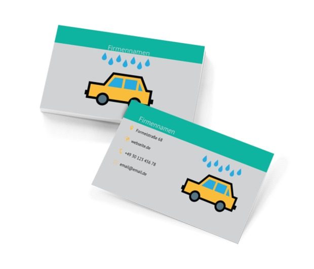 Auto unter Tropfen, Motorisierung, Waschanlage - Visitenkarten Netprint Online Vorlagen