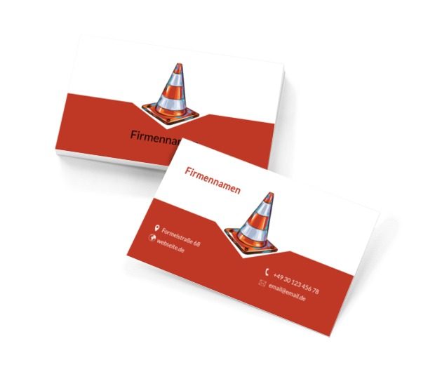 Ein roter und weißer Kegel, Motorisierung, Fahrschule - Visitenkarten Netprint Online Vorlagen