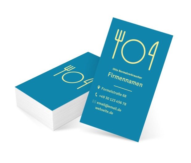 Essbesteck mit einem Teller, Gastronomie, Catering - Visitenkarten Netprint Online Vorlagen