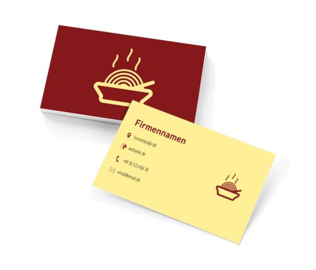 Heiße Nudeln, Gastronomie, Restaurant - Visitenkarten Netprint Online Vorlagen