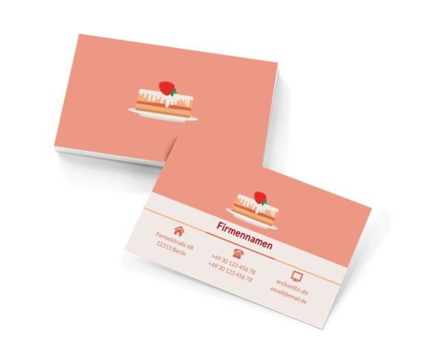 Erdbeertörtchen, Gastronomie, Konditorei - Visitenkarten Netprint Online Vorlagen