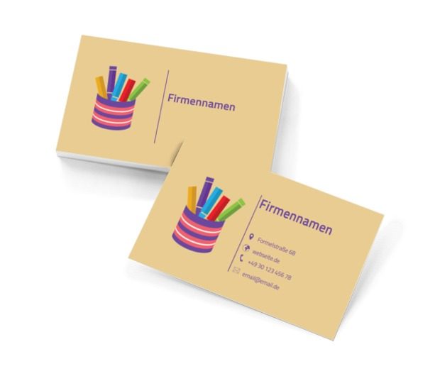 Bunte Markierstifte, Bildung, Kindergarten - Visitenkarten Netprint Online Vorlagen