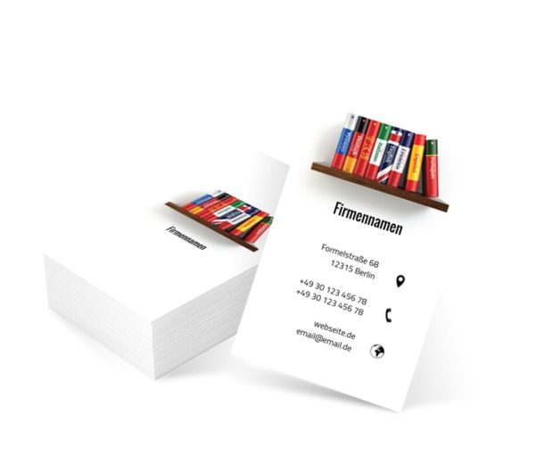 Regal mit Wörterbüchern, Bildung, Lernen von Fremdsprachen - Visitenkarten Netprint Online Vorlagen