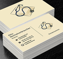 Stethoskop auf Dokumenten, Medizin, Arzt - Visitenkarten Netprint