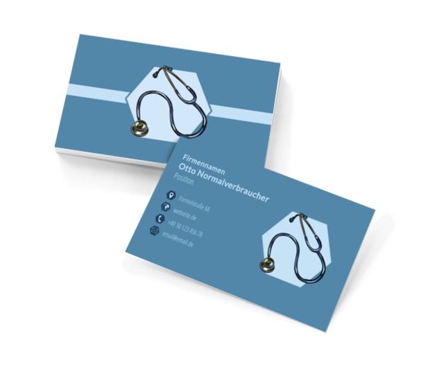Stethoskop in einem Sechseck, Medizin, Arzt - Visitenkarten Netprint Online Vorlagen