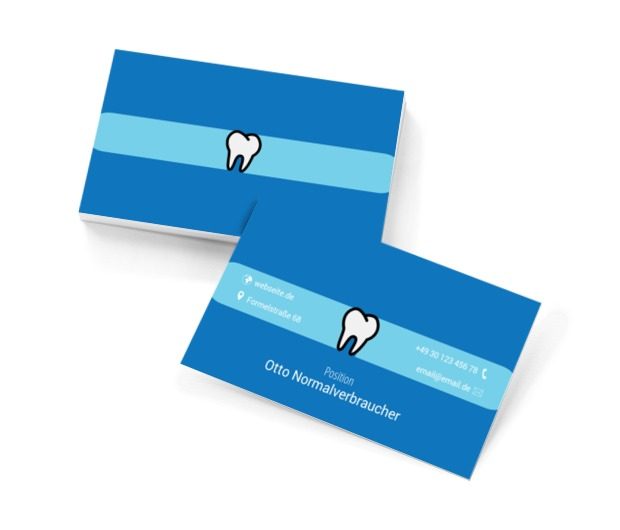 Zahn auf einem blauen Hintergrund, Medizin, Stomatologie - Visitenkarten Netprint Online Vorlagen