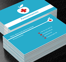 Weißer Apfel mit einem Kreuz, Medizin, Gesundheitswesen - Visitenkarten Netprint