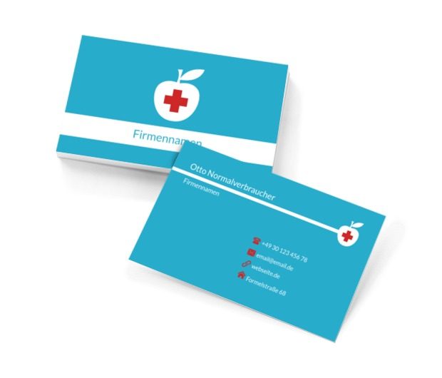 Weißer Apfel mit einem Kreuz, Medizin, Gesundheitswesen - Visitenkarten Netprint Online Vorlagen