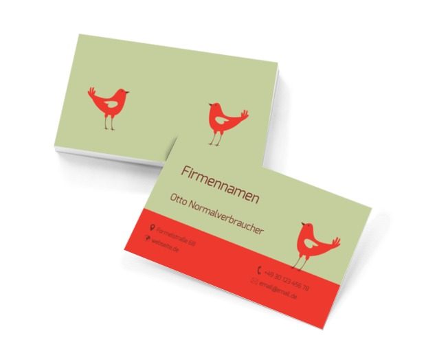 Rote Vögel, Motive, Tiere - Visitenkarten Netprint Online Vorlagen