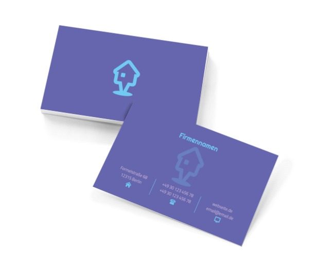Türkishaus auf einem purpurroten Hintergrund, Immobilien, Vermietung von Wohnungen - Visitenkarten Netprint Online Vorlagen