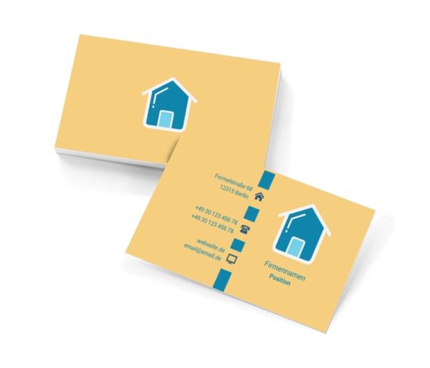 Blaues großes Haus, Immobilien, Vermietung von Wohnungen - Visitenkarten Netprint Online Vorlagen