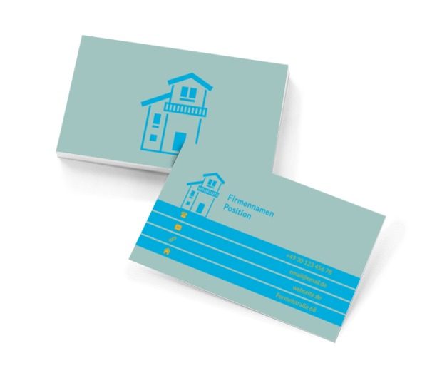 Ein zweistöckiges Haus, Immobilien, Immobilienbüro - Visitenkarten Netprint Online Vorlagen
