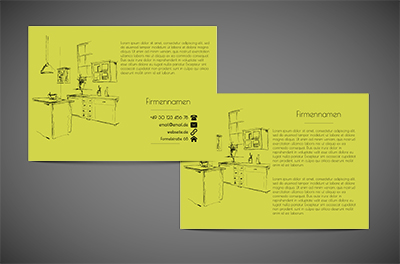 Text und geschmackvolles Interieur, Bauwesen, Inneneinrichtung - Flyer Netprint