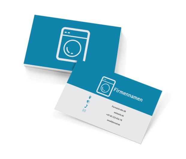 Weiße Waschmaschine, Verkauf, Unterhaltungselektronik und Haushaltsgerät - Visitenkarten Netprint Online Vorlagen