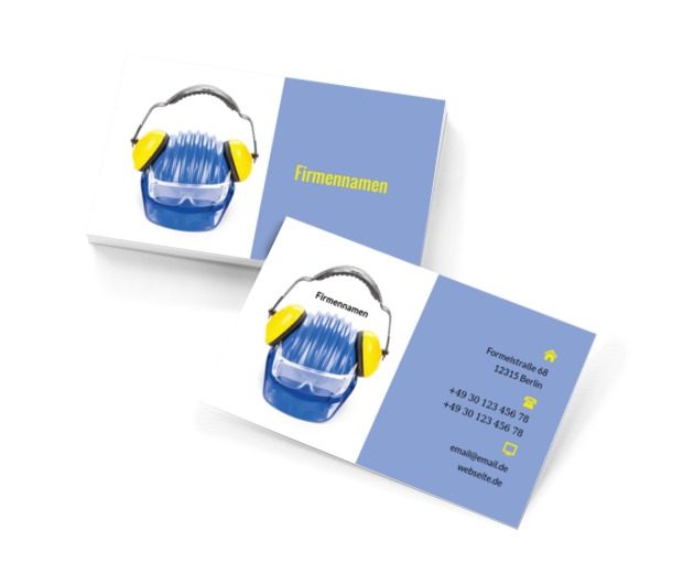Blauer Helm, Bauwesen, Baufirma - Visitenkarten Netprint Online Vorlagen