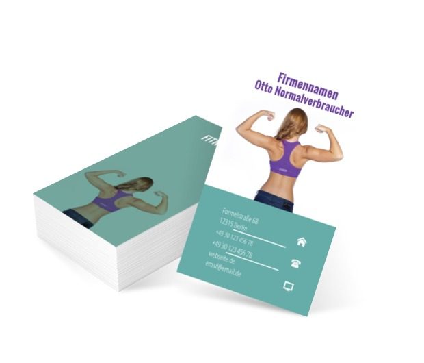 Silhouette der athletischen Frau, Gesundheit und Schönheit, Fitnesscenter - Visitenkarten Netprint Online Vorlagen