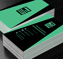 Grün-schwarzer Rechner, Finanzen und Versicherungen, Rechnungsbüro - Visitenkarten Netprint