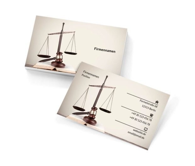 Das Gewicht der Gerechtigkeit, Recht, Rechtsanwaltskanzlei - Visitenkarten Netprint Online Vorlagen