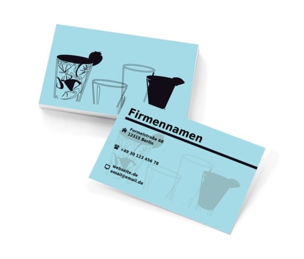 Himmelblauer Retro-Stil, Gastronomie, Bar - Visitenkarten Netprint Online Vorlagen