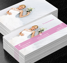 Braut mit Blumen, Verkauf, Brautkleider - Visitenkarten Netprint