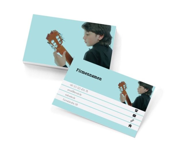 Junge mit einer Gitarre, Bildung, Musikschule - Visitenkarten Netprint Online Vorlagen