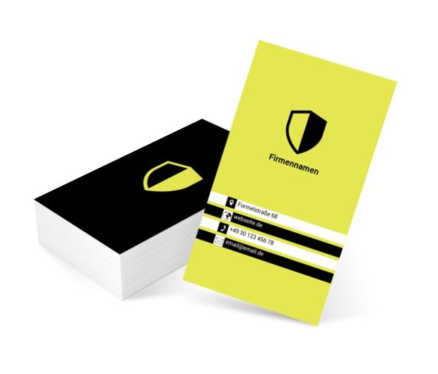 Schwarzes und gelbes Schild, Finanzen und Versicherungen, Versicherungsfirma - Visitenkarten Netprint Online Vorlagen