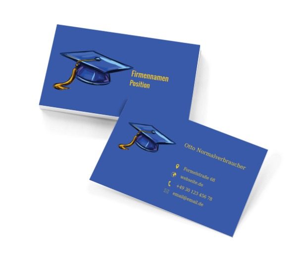 Blauer Hut, Bildung, Privatschule - Visitenkarten Netprint Online Vorlagen