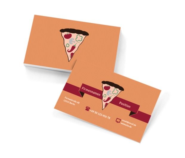 Ein leckeres Stück Pizza, Gastronomie, Pizzeria - Visitenkarten Netprint Online Vorlagen