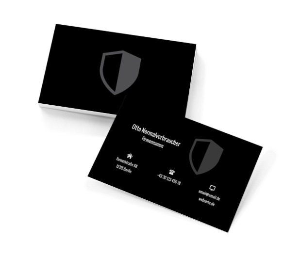 Grau-schwarzes Abzeichen, Finanzen und Versicherungen, Versicherungsagent - Visitenkarten Netprint Online Vorlagen