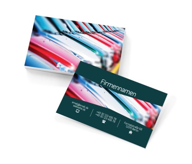 Autos auf dem Platz, Motorisierung, Fahrzeugmarkt - Visitenkarten Netprint Online Vorlagen