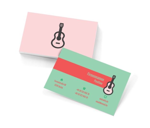 Helle Gitarre, Unterhaltung, Musikgruppe - Visitenkarten Netprint Online Vorlagen