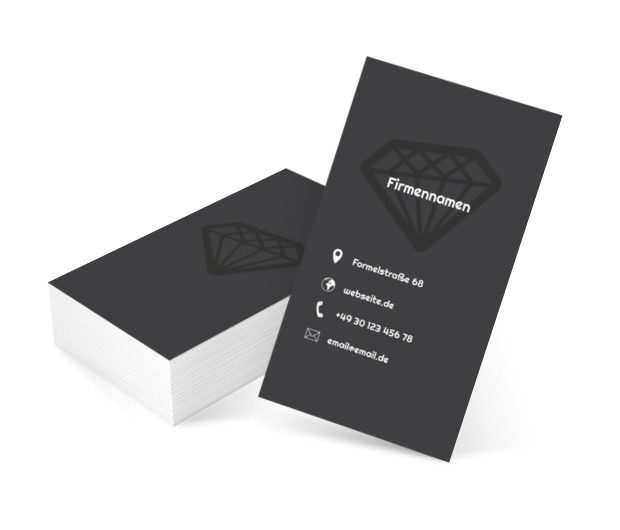 Diamant auf einem grauen Hintergrund, Verkauf, Juwelier - Visitenkarten Netprint Online Vorlagen