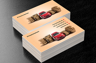Münzen und Auto, Motorisierung, Fahrzeugmarkt - Visitenkarten Netprint