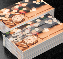 Gold Taschenuhr, Verkauf, Uhrmacher - Visitenkarten Netprint