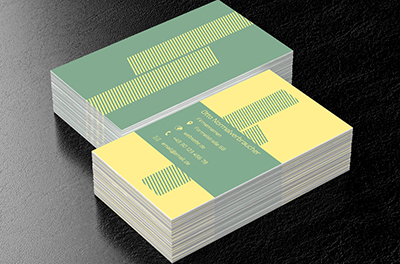 Gelbe Striche auf einem grünen Hintergrund, Telekommunikation und Internet, Computergrafiker - Visitenkarten Netprint