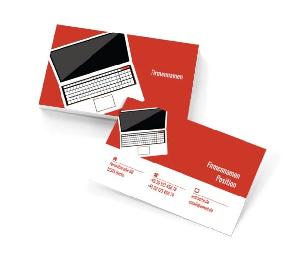 Weißer Laptop, Telekommunikation und Internet, Verkauf von Computern - Visitenkarten Netprint Online Vorlagen