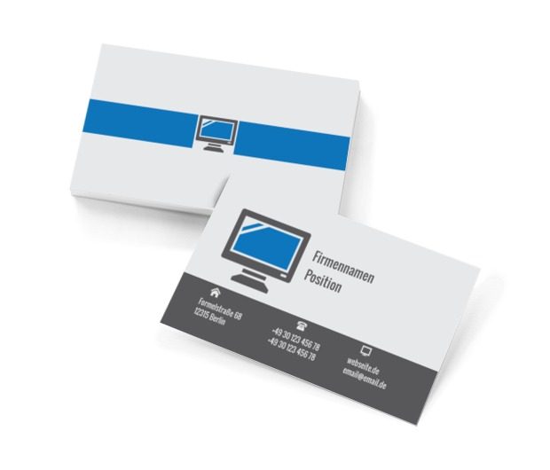 Blauer Bildschirm, Telekommunikation und Internet, Verkauf von Computern - Visitenkarten Netprint Online Vorlagen