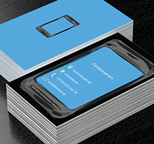 Smartphone mit einer blauen Anzeige, Telekommunikation und Internet, Handys/ Smartphone - Visitenkarten Netprint