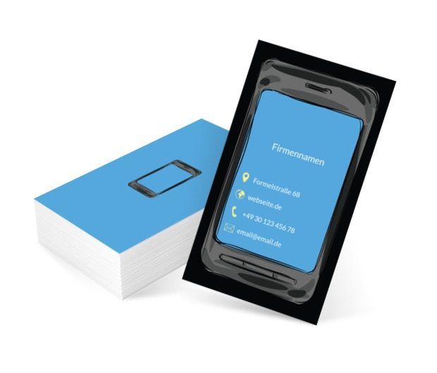 Smartphone mit einer blauen Anzeige, Telekommunikation und Internet, Handys/ Smartphone - Visitenkarten Netprint Online Vorlagen