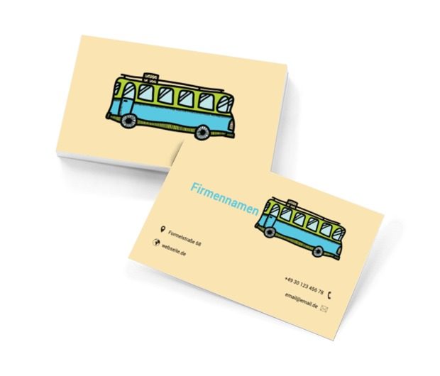 Blau-gelber Bus, Transport, Busse - Visitenkarten Netprint Online Vorlagen