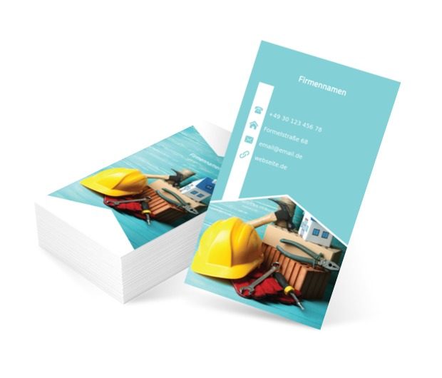 Bauwerkzeuge auf einem hellen Hintergrund, Bauwesen, Baufirma - Visitenkarten Netprint Online Vorlagen