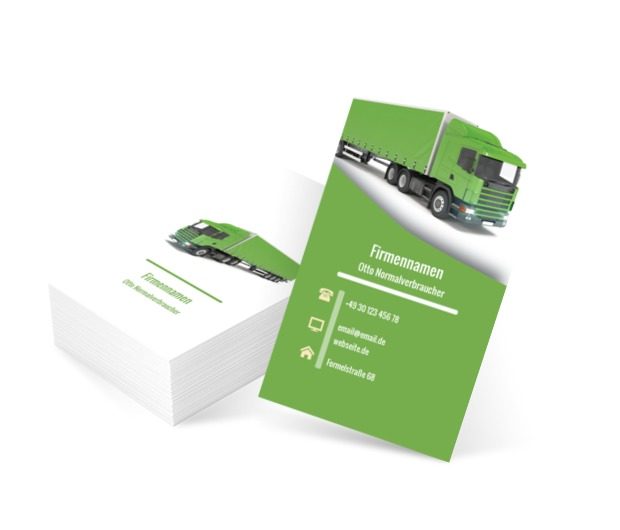 Grüner LKW, Transport, Transport von Waren - Visitenkarten Netprint Online Vorlagen