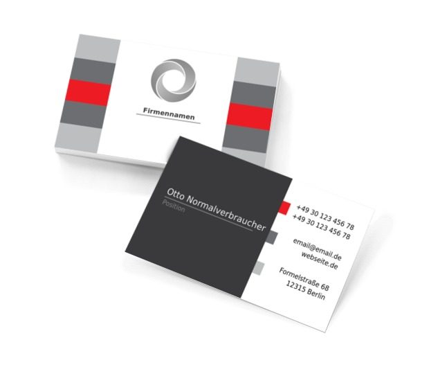 Klasse: Grau, Schwarz und Rot, Telekommunikation und Internet, Computergrafiker - Visitenkarten Netprint Online Vorlagen